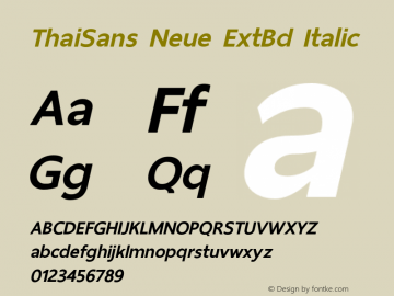 ThaiSans Neue ExtBd Italic Version 1.00 2012 Font Sample