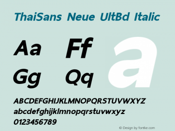 ThaiSans Neue UltBd Italic Version 1.00 2012 Font Sample
