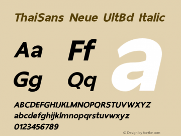 ThaiSans Neue UltBd Italic Version 1.00 2012 Font Sample
