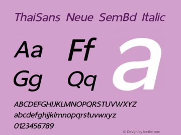 ThaiSans Neue SemBd Italic Version 1.00 2012 Font Sample
