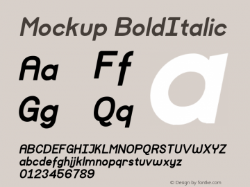 Mockup BoldItalic Version 1 Font Sample
