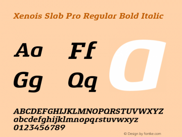 Xenois Slab Pro Regular Bold Italic Version 1.00图片样张