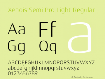 Xenois Semi Pro Light Regular Version 1.00 Font Sample