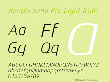 Xenois Semi Pro Light Italic Version 1.00图片样张