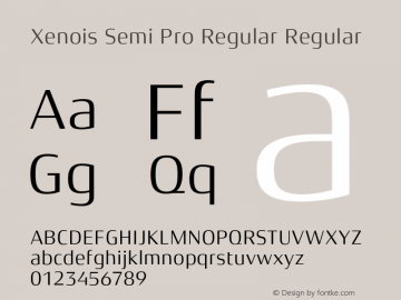 Xenois Semi Pro Regular Regular Version 1.00 Font Sample