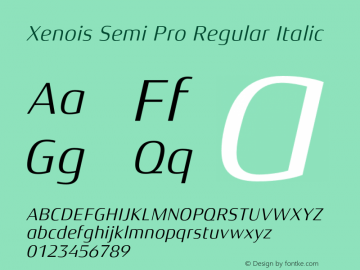 Xenois Semi Pro Regular Italic Version 1.00 Font Sample