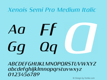 Xenois Semi Pro Medium Italic Version 1.00 Font Sample