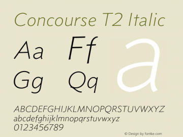 Concourse T2 Italic 1.512 Font Sample