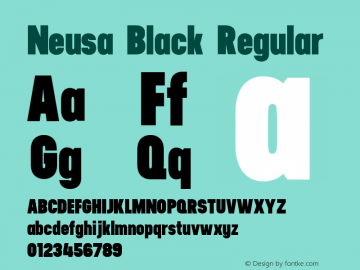 Neusa Black Regular Version 1.001;PS 001.001;hotconv 1.0.56;makeotf.lib2.0.21325图片样张