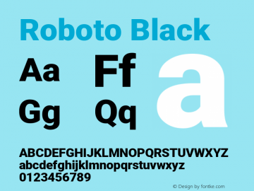 Roboto Black Version 2.001047; 2015 Font Sample