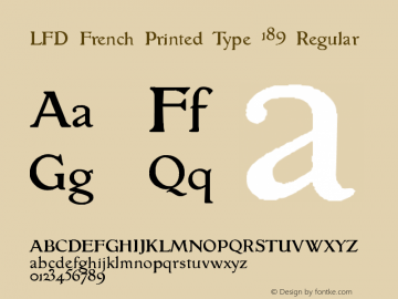 LFD French Printed Type 189 Regular Version 1.00 June 23, 2012, initial release Font Sample