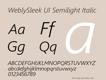 WeblySleek UI Semilight Italic Version 0.10 January 23, 2013图片样张
