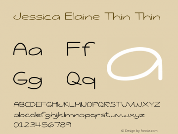 Jessica Elaine Thin Thin Version 001.000 Font Sample