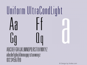 Uniform UltraCondLight Version 001.000 Font Sample