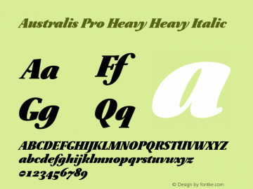 Australis Pro Heavy Heavy Italic 001.003 Font Sample