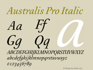 Australis Pro Italic 001.003 Font Sample