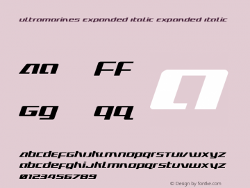 Ultramarines Expanded Italic Expanded Italic Version 1.0; 2013 Font Sample