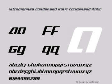 Ultramarines Condensed Italic Condensed Italic Version 1.0; 2013图片样张