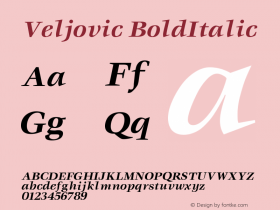 Veljovic BoldItalic Version 001.000 Font Sample