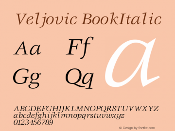 Veljovic BookItalic Version 001.000 Font Sample