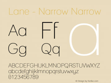 Lane - Narrow Narrow Version 001.001 Font Sample