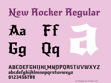 New Rocker Regular Version 1.000; ttfautohint (v0.93) -l 8 -r 50 -G 200 -x 14 -w 
