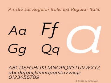 Ainslie Ext Regular Italic Ext Regular Italic Version 1.000图片样张