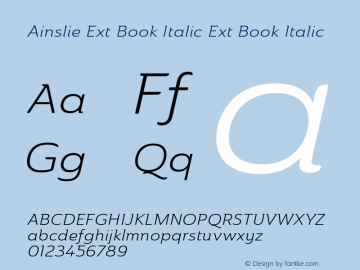 Ainslie Ext Book Italic Ext Book Italic Version 1.000图片样张