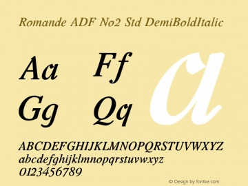Romande ADF No2 Std DemiBoldItalic Version 1.009 Font Sample