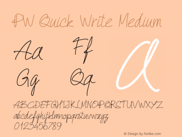PW Quick Write Medium Version 001.000 Font Sample