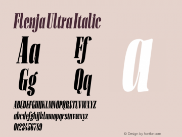 Flenja Ultra Italic Version 1.001;PS 001.001;hotconv 1.0.70;makeotf.lib2.5.58329;com.myfonts.stereotypes.flenja.ultra-italic.wfkit2.3UcH Font Sample
