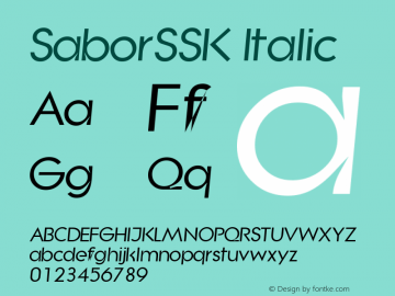 SaborSSK Italic Macromedia Fontographer 4.1 8/7/95图片样张