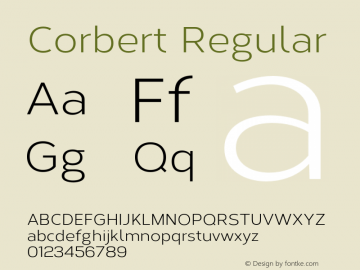Corbert Regular Version 1.001;PS 001.001;hotconv 1.0.70;makeotf.lib2.5.58329图片样张