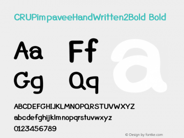 CRUPimpaveeHandWritten2Bold Bold Version 1.003 Font Sample