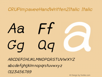 CRUPimpaveeHandWritten2Italic Italic Version 1.002图片样张