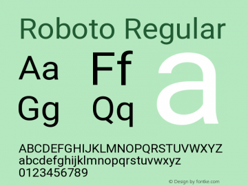 Roboto Regular Version 2.001047; 2015 Font Sample
