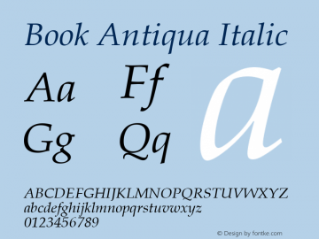 Book Antiqua Italic Version 2.35图片样张