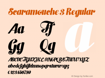 Scaramouche 3 Regular Version 1.000 Font Sample