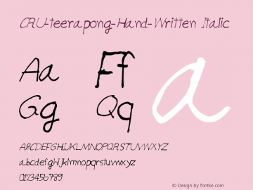 CRU-teerapong-Hand-Written Italic Version 0.001 Font Sample