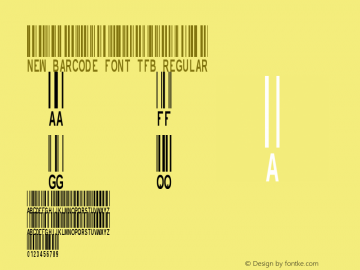 New Barcode Font tfb Regular Version 1.00 February 27, 2013, initial release Font Sample