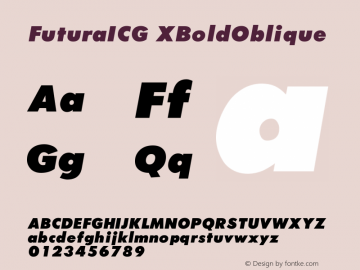 FuturaICG XBoldOblique Version 001.000 Font Sample