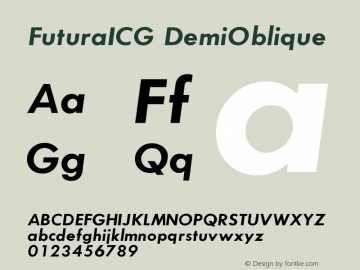 FuturaICG DemiOblique Version 001.000 Font Sample