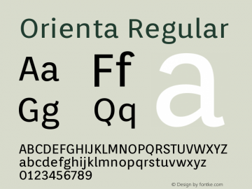 Orienta Regular Version 1.001 Font Sample
