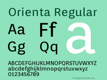 Orienta Regular Version 1.001 Font Sample