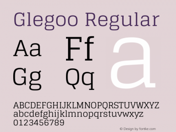 Glegoo Regular Version 2.0.1; ttfautohint (v0.9) -r 48 -G 60 Font Sample