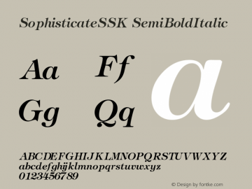 SophisticateSSK SemiBoldItalic Macromedia Fontographer 4.1 8/8/95 Font Sample