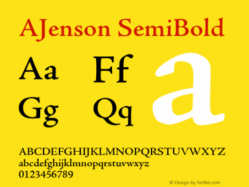 AJenson SemiBold Converted from e:\_downl~1\fonts\_\AJ7791~1.TF1 by ALLTYPE图片样张