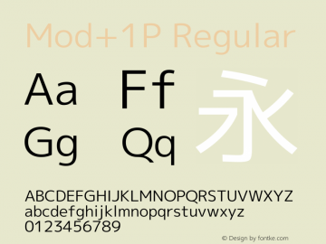 Mod+1P Regular Version 1.039 Font Sample