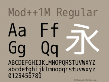 Mod++1M Regular Version 1.046 Font Sample