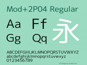 Mod+2P04 Regular Version 1.039 Font Sample